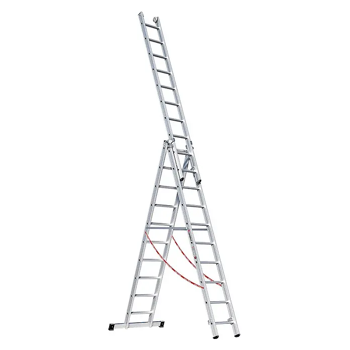 Euroline Mehrzweckleiter Premium 307 Mehrzweckleiter 3x10 Sprossen - Anzahl Tritte: 10 Stk., Arbeitshöhe: 8.100 m - Ausziehbare silberne Aluminium-Mehrzweckleiter.