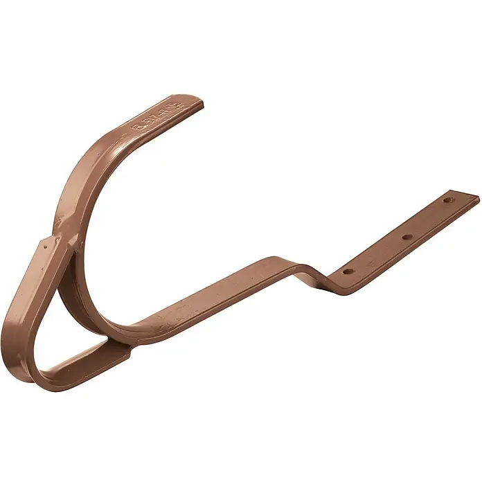 Zarges Dachleiter Sicherheitsdachhaken für Pfannen- und Falzziegel ziegelrot -  - Brauner Metall-Halbrund-Dachrinnenhalter mit flachem, gelochtem Befestigungsarm.