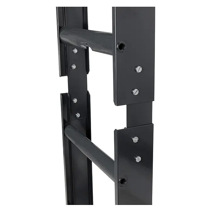 Iller Leiter Dachleiter Verbindungslasche für Dachn rot starr (2 Stück) - Aluminium - Dunkelgraues Metall-Leiter-/Regalteil mit geriffelten Sprossen und sichtbaren Befestigungen.
