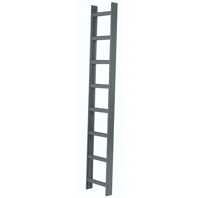 Iller Leiter Dachleiter Aluminium Dach mit hochwertiger Pulverbeschichtung 8 Sprossen Alu Blank - Anzahl Tritte: 8 Stk., Aluminium - Hohe, graue Metallleiter mit 7 Sprossen und Montageplatten oben und unten.