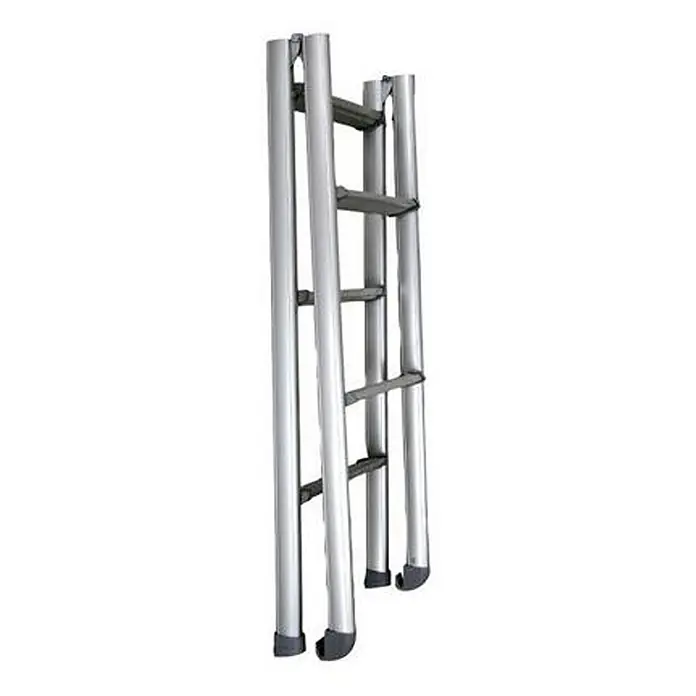 Lippert Dachleiter Frankana Scala 3 von Alkovenleiter Wohnmobilleiter klappbar 5 Stufen - Anzahl Tritte: 5 Stk., Belastbarkeit: 100 kg, Aluminium - Gelenkleiter aus Aluminium mit grauen Füßen, teilweise zusammengeklappt.