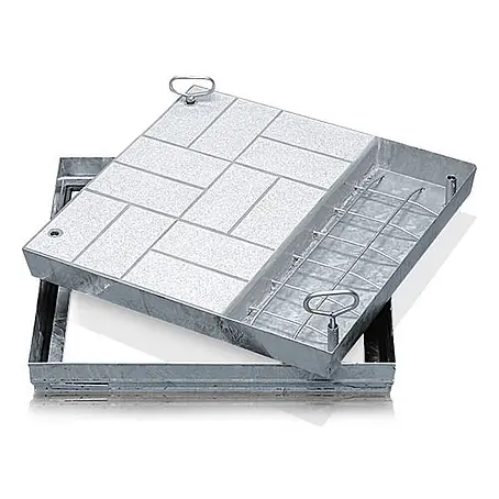 Zarges  Mehrzweckleiter Schachtabdeckung aus Stahl mit Wanne 1000 mm x 800 mm