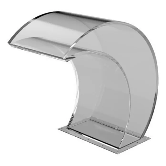 Ideal Eichenwald Pooldusche Modell 52 Schwalldusche Tropic mit RGB-Beleuchtung - Glas - Klarer, gebogener Acryl-Wasserfallauslauf mit Metallbasis für Wasserspiele.