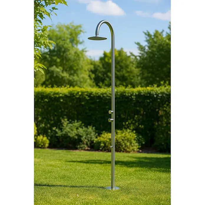 Ideal Eichenwald Pooldusche Modell 70 Gartendusche Norderney - Edelstahl - Gartendusche aus Edelstahl.