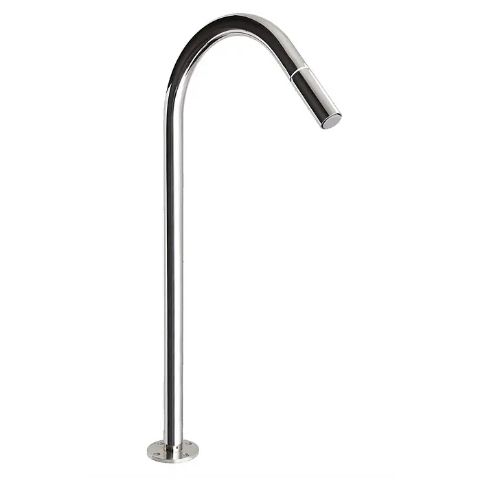 Ideal Eichenwald Pooldusche Modell 52 Wasserattraktion Schwallrohr Typ A Rundstrahl - Sonstiges - Freistehende Chrom-Außendusche mit gebogenem Schwanenhalsauslauf und runder Montagebasis.