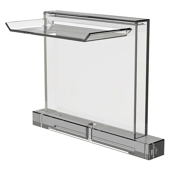 Ideal Eichenwald Pooldusche Modell 52 Schwalldusche Aquarius Acryl mit RGB-Beleuchtung - Glas - Klarer Acryl-Aufsteller mit integriertem waagerechtem Ablagefach.