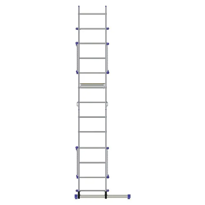 Facal Rollgerüst Heimwerkergerüst S100 CLIC - Arbeitshöhe: 4.360 m - Modulares Aluminium-Leitersystem mit blauen Verbindungsteilen, Klappstufe und Bodenschiene.