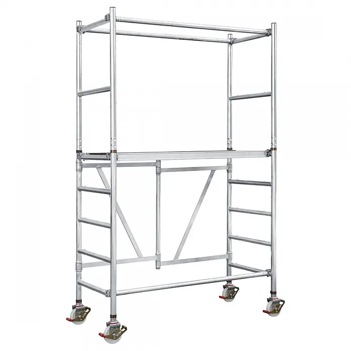 Iller Leiter Rollgerüst Klappgerüst 1,70x0,75m Plattform mit Durchstieg 3,55m AH - Arbeitshöhe: 3.550 m - Mobiles Aluminium-Rollgerüst mit Feststellrollen, für sicheres Arbeiten in der Höhe.