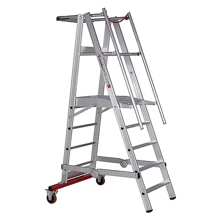 Euroline  Podestleiter Premium 32777 Podestleiter fahrbar 5 Stufen