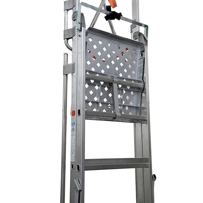 Facal Podestleiter Casta Podesttreppe Aluminium S600 5 Stufen - Anzahl Tritte: 5 Stk., Arbeitshöhe: 3.110 m, Aluminium - Silberne Aluminium-Mehrzweckleiter mit rutschfester Arbeitsplattform und Sicherheitsgeländer.
