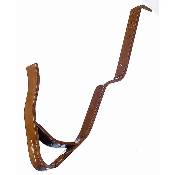 Iller Leiter Schiebeleiter Aluminium-Leiter -  - Brauner Metall-Dachrinnenhalter, geformt für eine halbrunde Regenrinne.