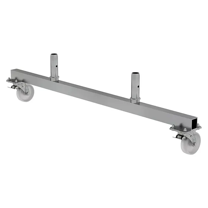 Munk Rollgerüst Fahrbalken ML-Rollgerüst 1,5 m -  - Silberner Metallbalken mit zwei feststellbaren Lenkrollen und zwei aufrechten Adapterpfosten für mobile Unterstützung.