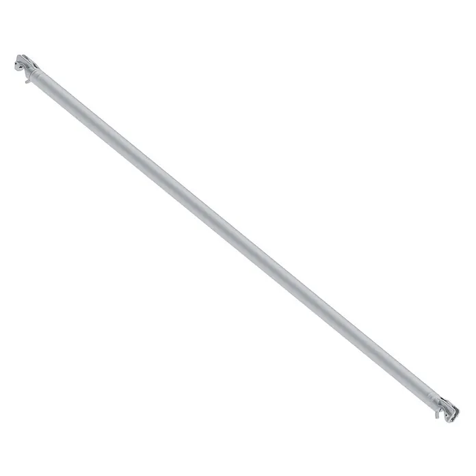 Altrex Rollgerüst RS TOWER 5 Diagonalstrebe 1,85m - unbeschichtet -  - Silberfarbene Metall-Gerüststrebe mit Verbindern an beiden Enden.