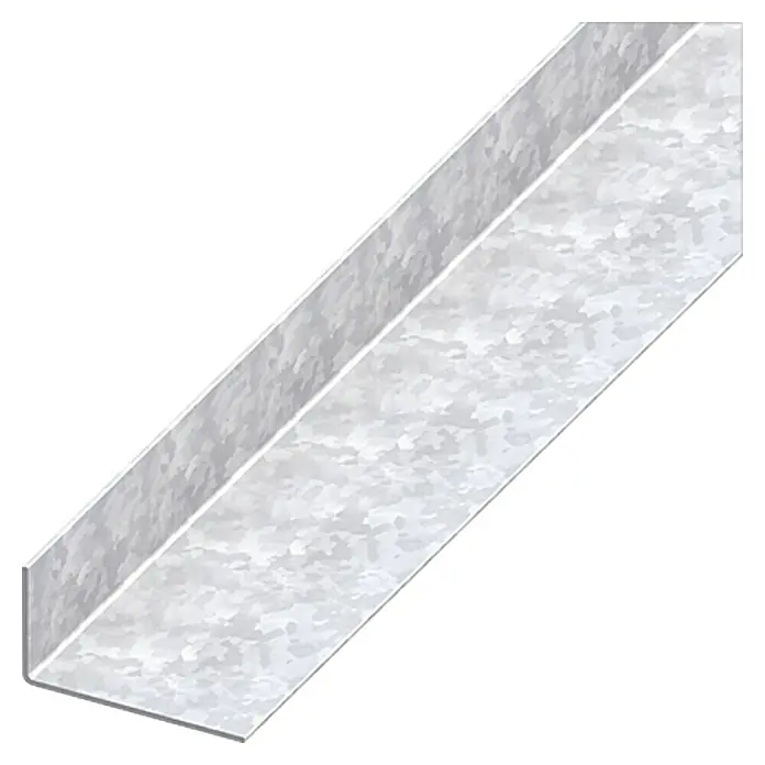 Kantoflex Winkelprofil - L x B x S: 2.500 x 35,5 x 1,5 mm, Stahl, Ungleichschenklig - Darstellung eines verzinkten Winkelprofils, das in der Konstruktion und im Bauwesen eingesetzt wird.