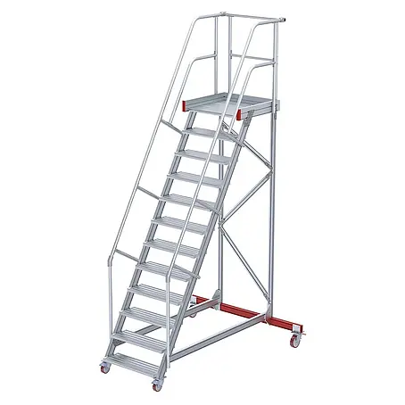 Euroline  Stehleiter 513 Wartungsbühne 60° 800mm Stufenbreite 12 Stufen Alu gerieft
