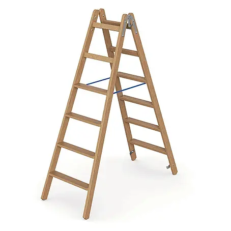 Werner  Stehleiter Holz Stufenstehleiter zweiseitig begehbar 2x6 Stufen