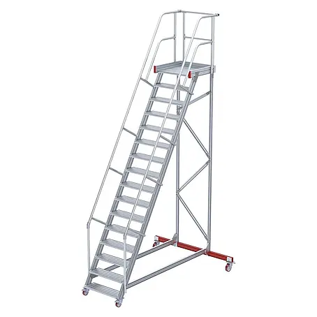 Euroline  Stehleiter 513 Wartungsbühne 60° 800mm Stufenbreite 16 Stufen Alu gerieft