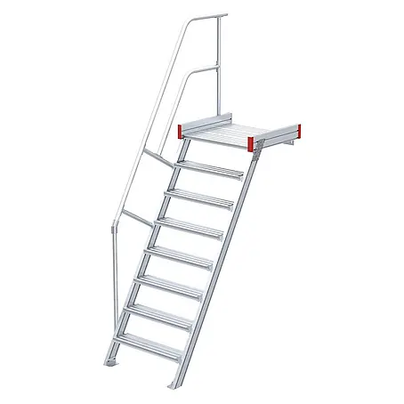 Euroline  Treppenpodest 511 Podesttreppe 60° 1000mm Stufenbreite 8 Stufen Alu gerieft