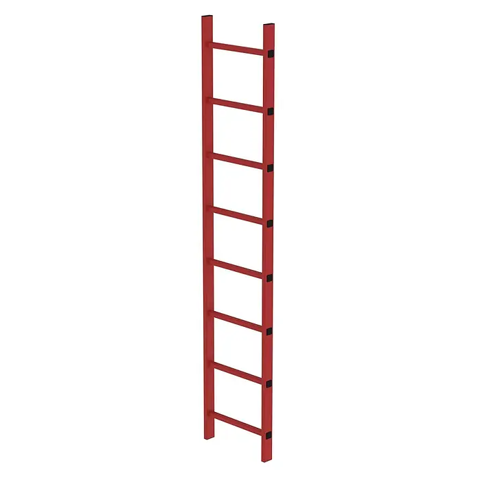 Munk Steigleiter Schachtleiter aus GFK 400mm breit 8 Sprossen 2,24m lang - Anzahl Tritte: 8 Stk., Kunststoff - Rote Metall-Sprossenwand für Training und Gymnastik.