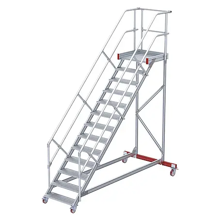 Euroline  Treppenpodest 513 Wartungsbühne 45° 1000mm Stufenbreite 13 Stufen Alu gerieft