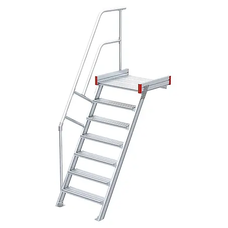 Euroline  Treppenpodest 511 Podesttreppe 60° 1000mm Stufenbreite 7 Stufen Alu gerieft