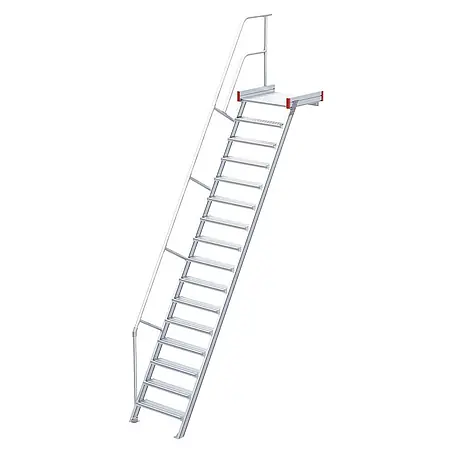 Euroline  Treppenpodest 511 Podesttreppe 60° 1000mm Stufenbreite 14 Stufen Alu gerieft
