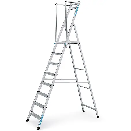 Zarges  Treppenpodest Plattformleiter ZAP Neo S mit klappbarem Handlauf 8 Stufen