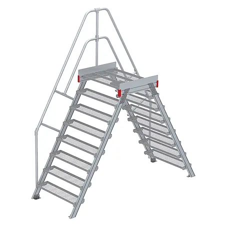 Euroline  Treppenpodest 512 Überstieg 60° 1000mm Stufenbreite 2x8 Stufen Stahl Gitterrost