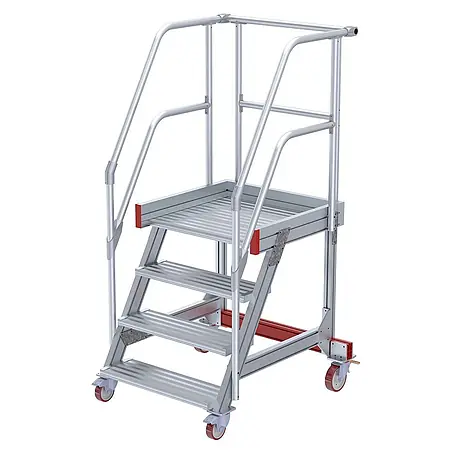 Euroline  Treppenpodest 513 Wartungsbühne 60° 600mm Stufenbreite 4 Stufen Alu gerieft
