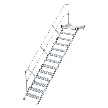 Euroline 511 Podesttreppe 45° 800mm Stufenbreite 13 Stufen Alu gerieft