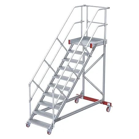 Euroline  Stehleiter 513 Wartungsbühne 45° 800mm Stufenbreite 10 Stufen Alu gerieft