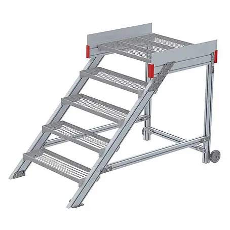 Euroline  Treppenpodest 514 Anstieg 45° 800mm Stufenbreite 5 Stufen Stahl Gitterrost