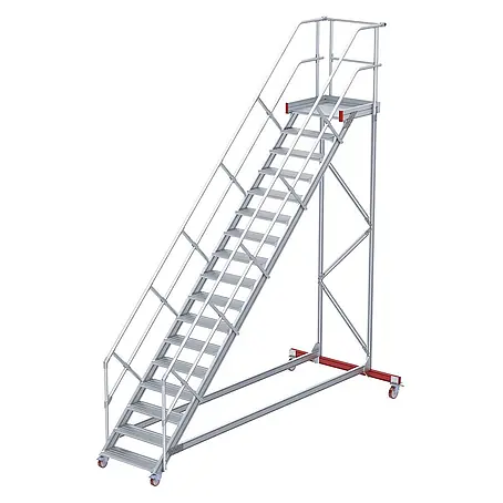 Euroline  Treppenpodest 513 Wartungsbühne 45° 1000mm Stufenbreite 17 Stufen Alu gerieft