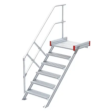 Euroline  Treppenpodest 511 Podesttreppe 45° 600mm Stufenbreite 6 Stufen Alu gerieft