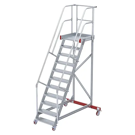 Euroline  Treppenpodest 513 Wartungsbühne 60° 800mm Stufenbreite 11 Stufen Alu gerieft