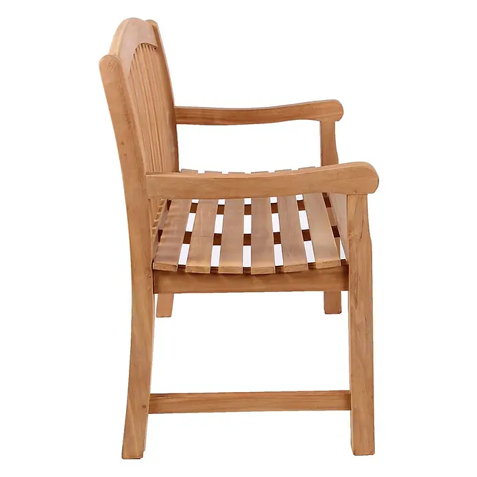 Bene Living Gartenbank Swindon - Teakholz, Natur - Heller Holz-Gartensessel mit Lattenrost-Sitz und Rückenlehne.
