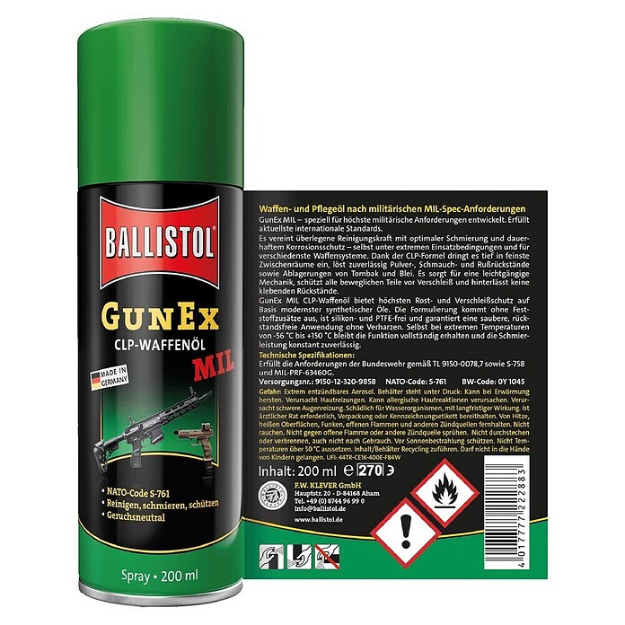 Ballistol Waffenöl Gunex Mil Spray (Inhalt: 200 ml) | BAUHAUS
