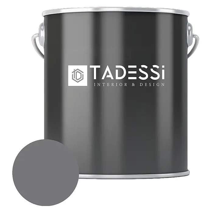 Tadessi Wandfarbe Schiefergrau - Grau, Matt, 1 l - Dunkelgraue TadesSI Innenfarbe Dose mit passendem Farbmuster.