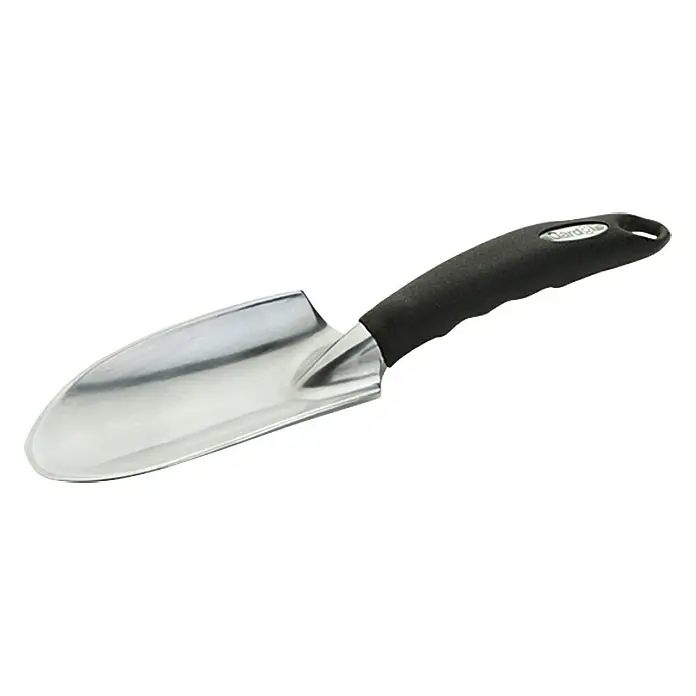 Gardol Pala para plantas - 7,5 cm, Aluminio, Mango corto - Paleta de metal con mango negro, ideal para trasplantar plantas, robusta y duradera para jardinería y uso exterior.