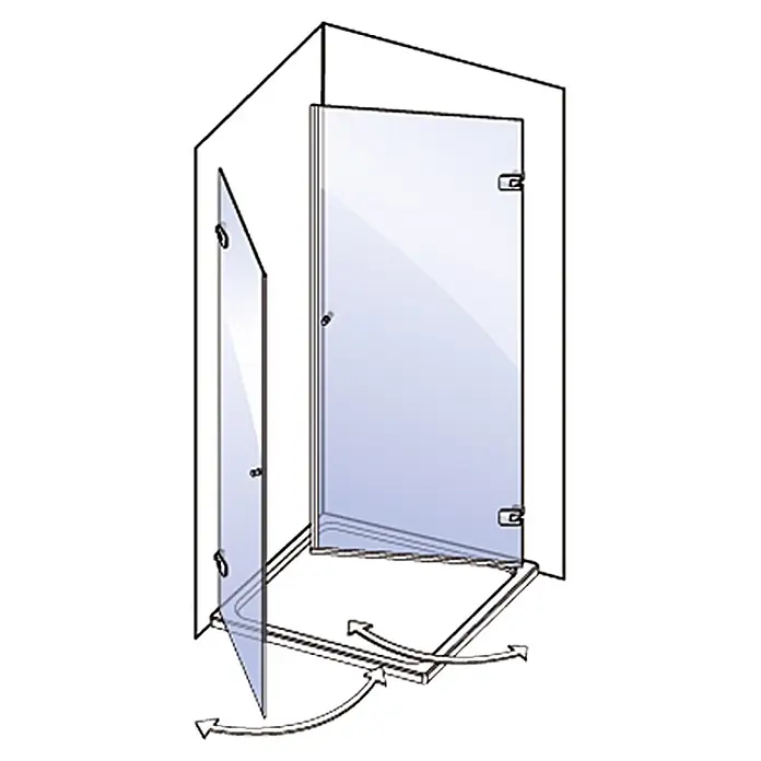 Camargue Air Dusch-Drehtür C21 - 72,5 x 200 cm, Verchromt, Glasstärke: 8 mm, Chrom - Eine stilvolle Duschkabine mit Drehtür und feststehender Seitenwand, ideal für moderne Badezimmer.