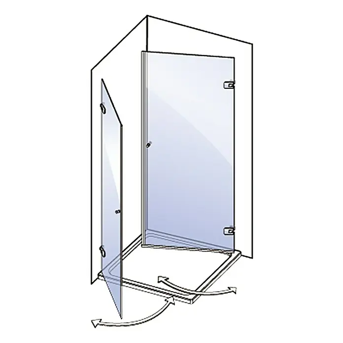 Camargue Air Drehtür C21 - 72,5 x 200 cm, Verchromt, Glasstärke: 8 mm, Chrom - Eine stilvolle Duschkabine mit Drehtür und feststehender Seitenwand, ideal für moderne Badezimmer.