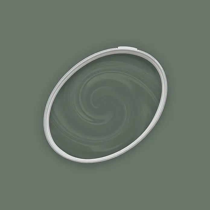 Tadessi Wandfarbe Sage Green - Grün, Matt, 2,5 l - Weißer ovaler Kunststoffdeckel mit wirbelnder Innenstruktur und kleinem Verschlussmechanismus.