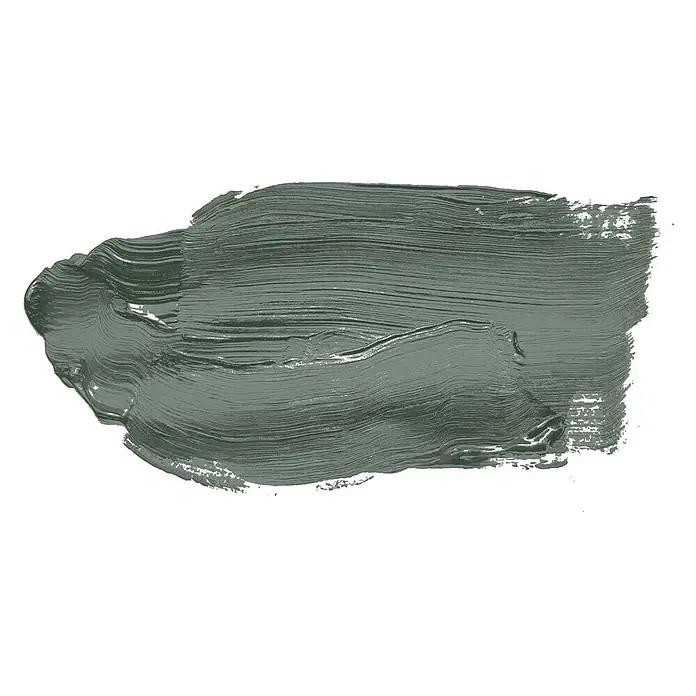 Tadessi Wandfarbe Sage Green - Grün, Matt, 2,5 l - Dicker Pinselstrich in dunkelgraugrüner Farbe, mit sichtbaren Texturriefen.