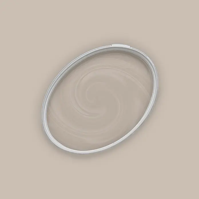 Tadessi Wandfarbe Sahnebeige - Beige, Matt, 2,5 l - Weißer ovaler Stickrahmen.
