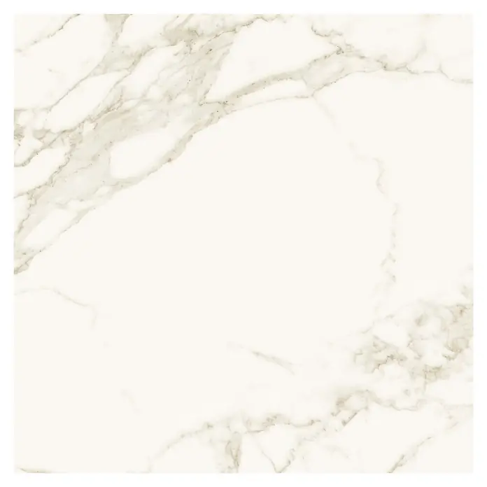 Protector de pared de cocina Marble - L x An x Es: 60 cm x 60 cm x 3 mm, Blanco/Gris, Aluminio - Baldosa de mármol blanco con delicadas vetas beige claro, ideal para superficies elegantes.