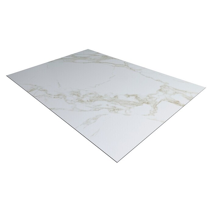 Protector de pared de cocina Marble (L x An x Es: 90 cm x 60 cm x 3 mm, Marfil, Aluminio) | BAUHAUS