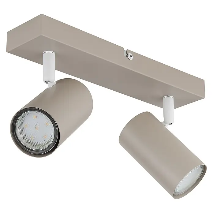 Globo Robby Deckenstrahler - B x H: 6 x 12 cm, Sandfarben, Anzahl Leuchtmittel: 2 Stk. - Beige zweiflammige LED-Deckenleuchte mit verstellbaren Spots.