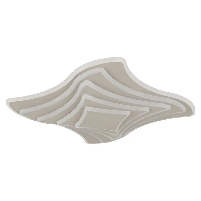Globo Deckenleuchte Octavio - 42 W, L x B x H: 450 x 450 x 70 mm, Sandfarben, Kunststoff - Hellgraues geschichtetes wellenförmiges Decken-Zierelement.