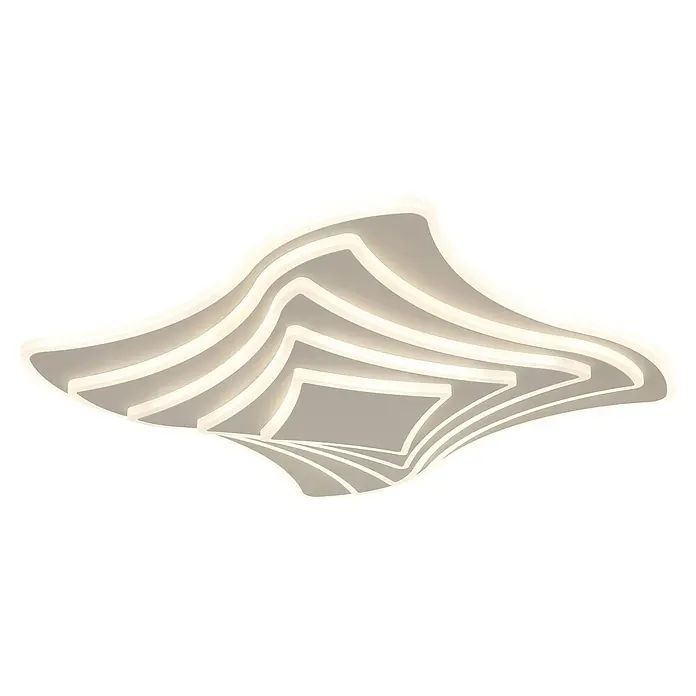 Globo Deckenleuchte Octavio - 42 W, L x B x H: 450 x 450 x 70 mm, Sandfarben, Kunststoff - Moderne weiße Wellen-LED-Deckenleuchte mit mehreren geschichteten Paneelen.