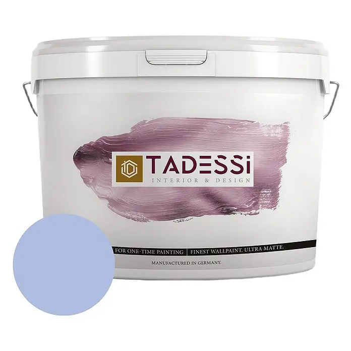 Tadessi Wandfarbe Aura Indigo - Lila, Matt, 2,5 l - Tadessi hellblauer ultramatter Wandfarbeneimer, 1-malige Deckkraft, hergestellt in Deutschland.